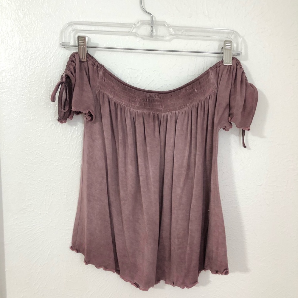 American Eagle purple off the shoulder top